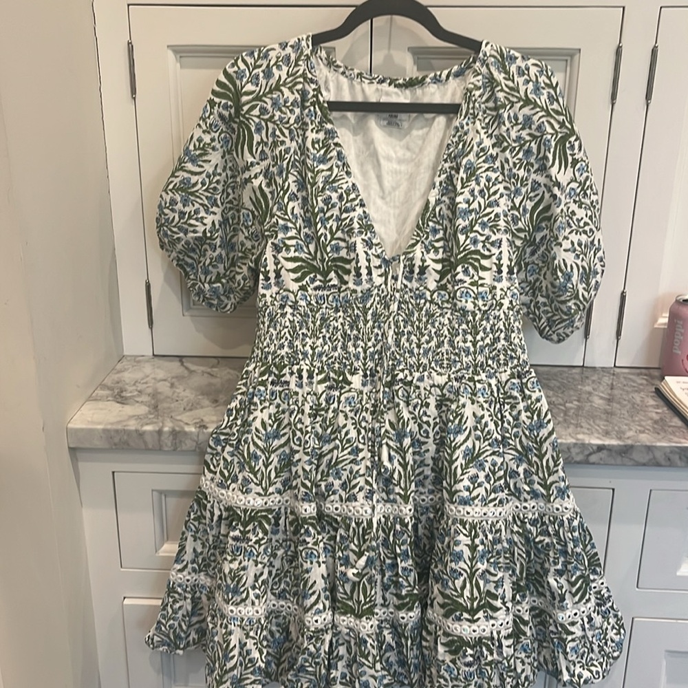 SAYLOR White Floral Mini Dress with Green and Blue Print - Picture 3 of 6